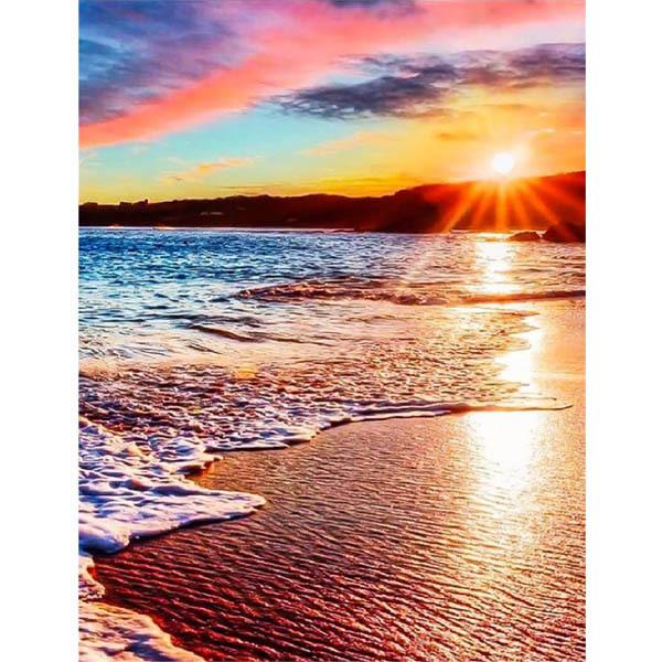 中級 フル ダイヤモンドアート キット ビーズ刺繍 虹色の空 サンセット