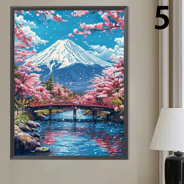 中級 フル ダイヤモンドアート キット ビーズ刺繍 富士山 満開の桜