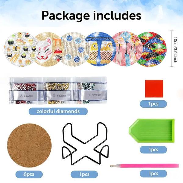 コースター 制作キット ダイヤモンドアート 8枚 ステンドグラス 和柄