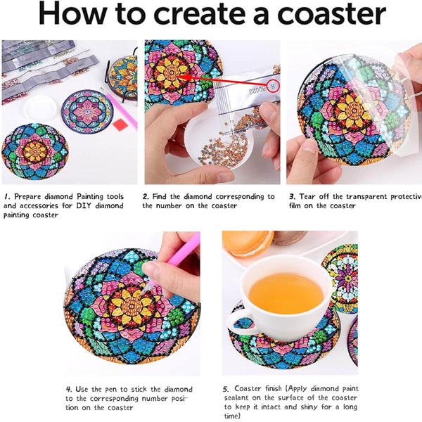 コースター 制作キット ダイヤモンドアート 8枚 マンダラ 曼荼羅