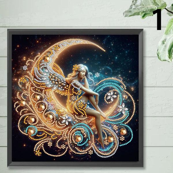 ラインストーンビーズ ハーフ ダイヤモンドアート 刺繍キット 三日月