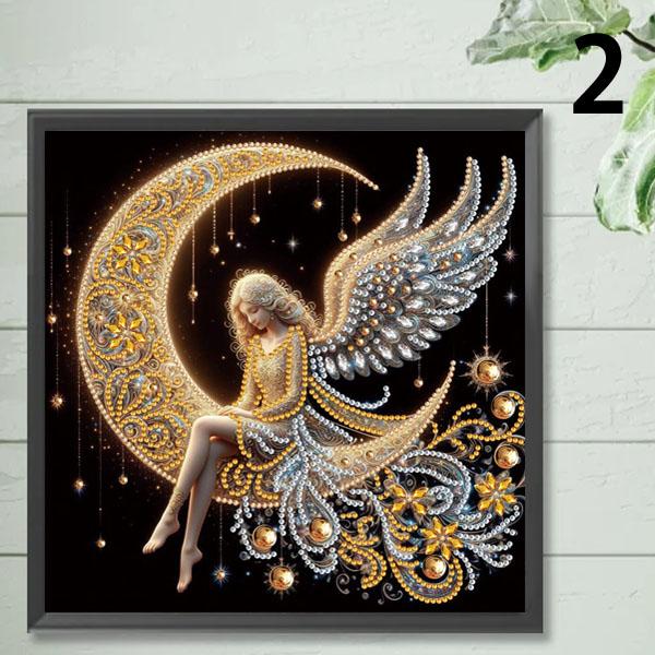 幻想的 月夜の天使 額装アート／ドライフラワー使用31×26cmミクストメディア 私はこの3Dミクストメディアの天使を作りました。フレームや花もすべて