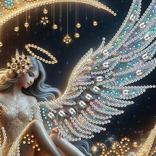 ラインストーンビーズ ハーフ ダイヤモンドアート 刺繍キット 三日月