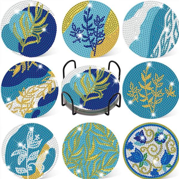 コースター 制作キット ダイヤモンドアート 8枚 北欧風 抽象的