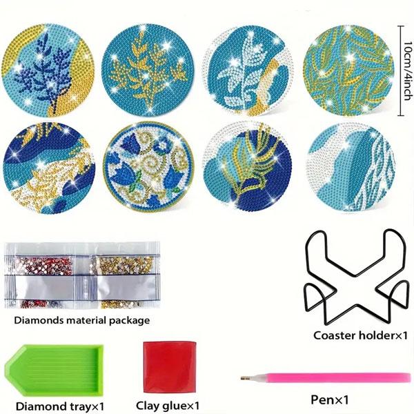コースター 制作キット ダイヤモンドアート 8枚 北欧風 抽象的
