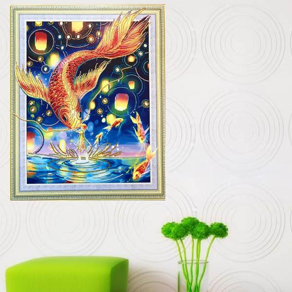 ラインストーンビーズ ハーフ ダイヤモンド刺繍 刺繍キット 鯉 灯篭 幻想的 モザイクアート パズルアート リハビリ 趣味 絵画 Dsd H08 Peachyshop 通販 Yahoo ショッピング