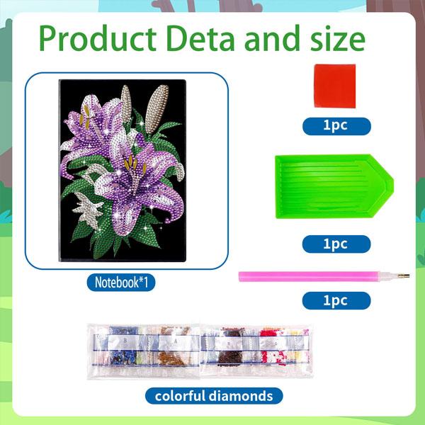 ノート A5サイズ ダイヤモンドアート ラインストーン フラワー 花