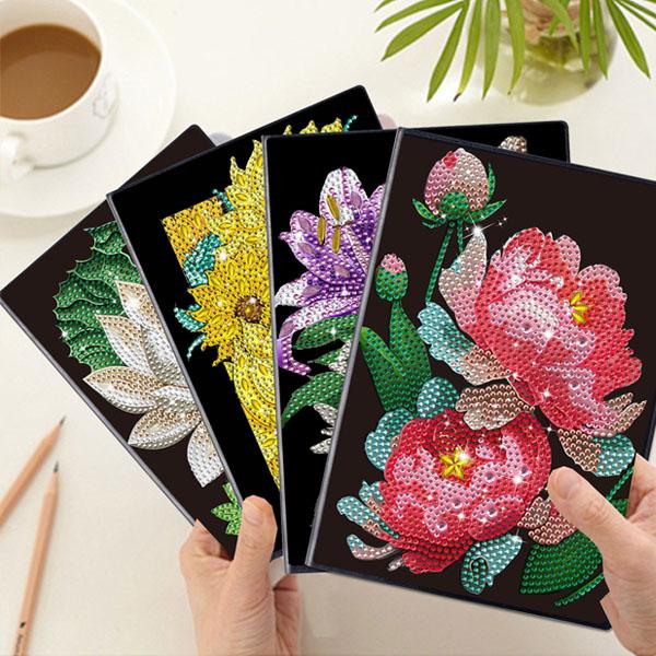 ノート A5サイズ ダイヤモンドアート ラインストーン フラワー 花