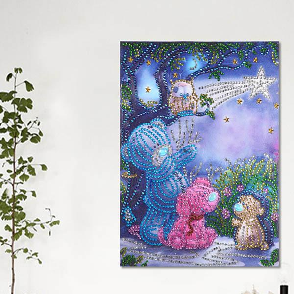 ラインストーンビーズ ハーフ ダイヤモンドアート 刺繍キット 夜の散歩