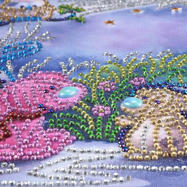 ラインストーンビーズ ハーフ ダイヤモンドアート 刺繍キット 夜の散歩