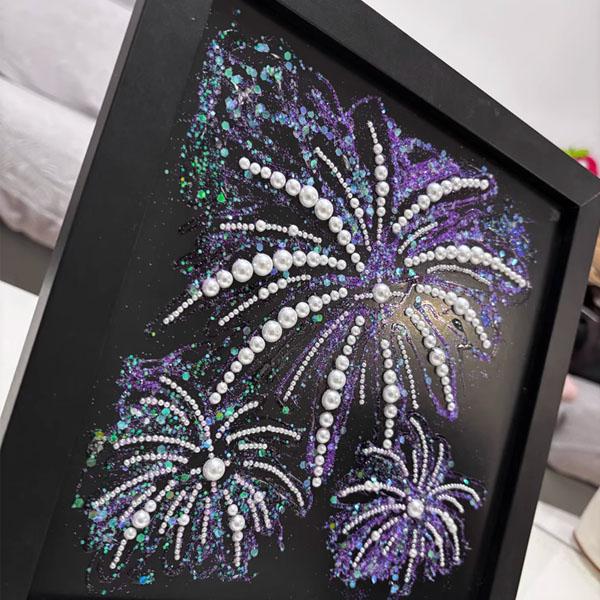 木製フレーム付き パールビーズ ラメ ダイヤモンドアート 刺繍キット