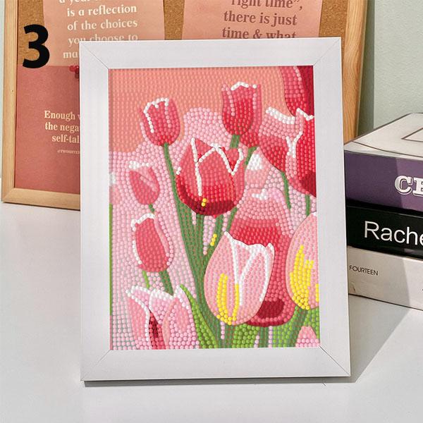 木製フレーム付き ダイヤモンドアート 刺繍キット 花 フラワー