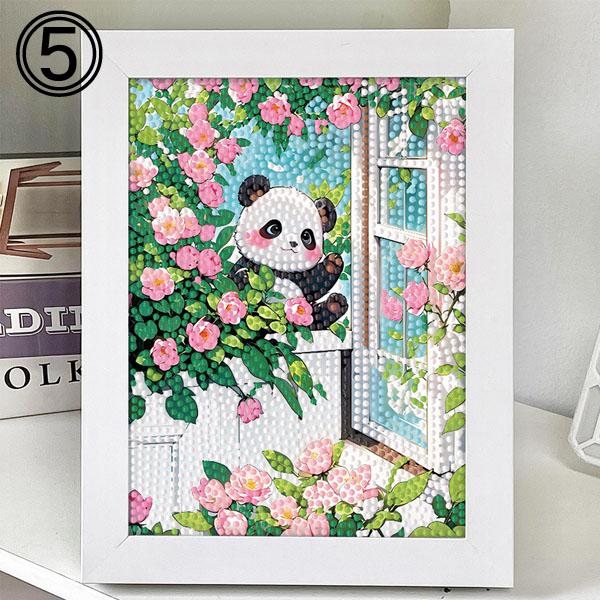 木製フレーム付き ダイヤモンドアート 刺繍キット 白猫 女の子 アニメ