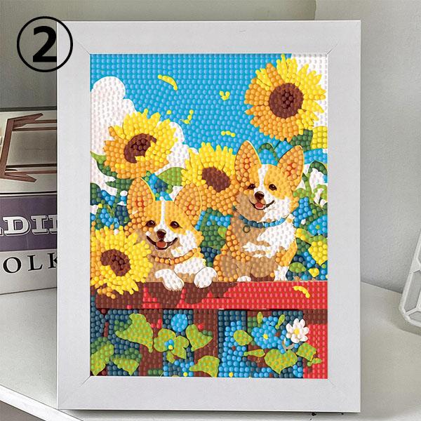 木製フレーム付き ダイヤモンドアート 刺繍キット コーギー 犬