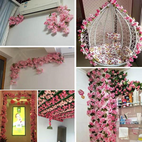 全長230cm ガーランド 桜 サクラ 桃の花 葉桜 葉付き フェイク 全長230cm ガーランド 桜 サクラ 桃の花 葉桜 葉付き フェイク