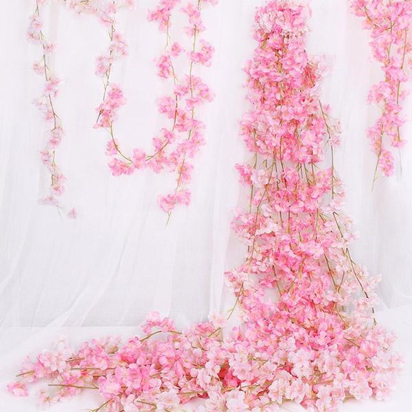 全長185cm ガーランド 桜 サクラ 桃の花 二重咲き 春の花 フェイクグリーン 造花 ツタ ツル 花見 インテリア スワッグ イミテーション ディスプレイ |  | 15