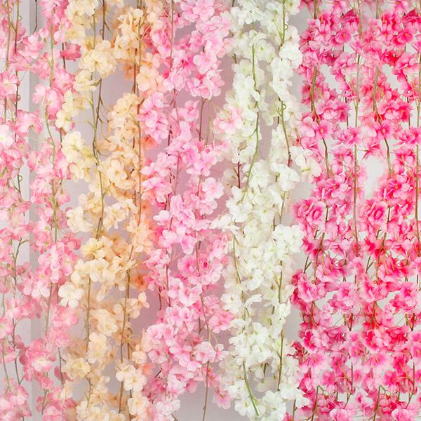 全長185cm ガーランド 桜 サクラ 桃の花 二重咲き 春の花 フェイクグリーン 造花 ツタ ツル 花見 インテリア スワッグ イミテーション ディスプレイ |  | 11