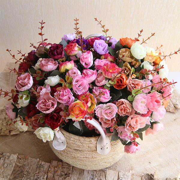 1束 選べる6色 造花 ミニバラ 薔薇 ビンテージ レトロ フェイク