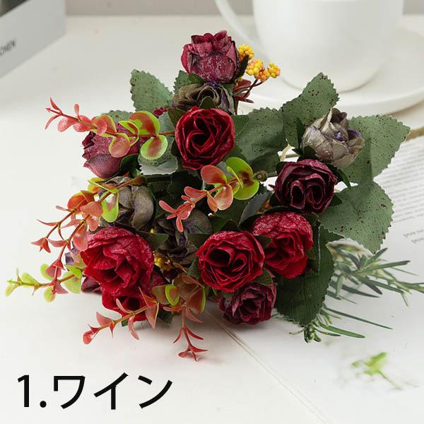 花薔薇のレースの卓上パーテーションミニ3連 1束 選べる6色 造花 ミニバラ 薔薇 ビンテージ レトロ フェイク