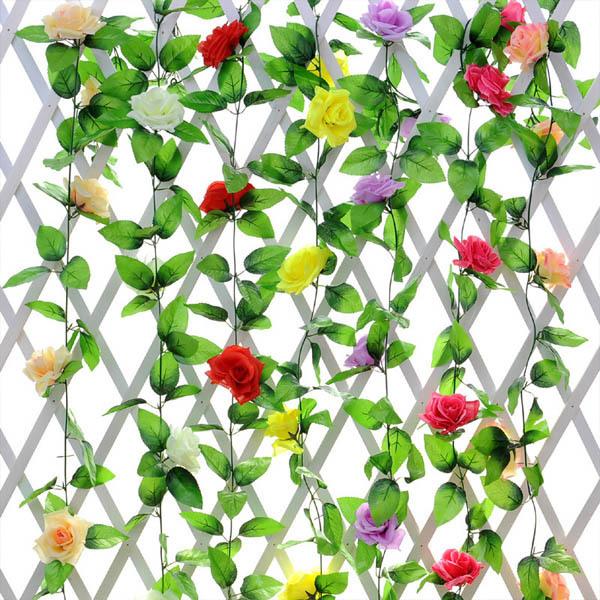 再入荷 ローズガーランド 造花 240cm 薔薇 フェイクグリーン ツタ ツル