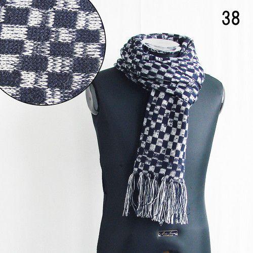 メンズ レディース マフラー ブロックチェック ミックスカラー アクリルマフラー フリンジデザイン 防寒 長い ストール (全5色) |  | 02
