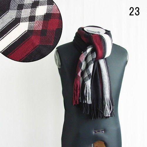 メンズ レディース マフラー アーガイルチェック ストライプ アクリルマフラー フリンジデザイン 防寒 長い ストール (全6色) |  | 02