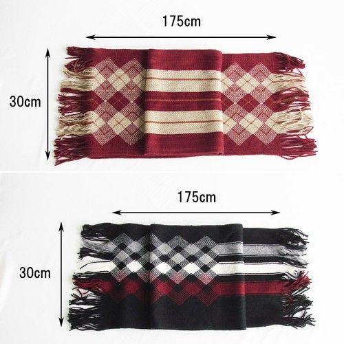 メンズ レディース マフラー アーガイルチェック ストライプ アクリルマフラー フリンジデザイン 防寒 長い ストール (全6色) |  | 03