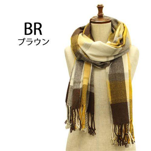 レディース ニットマフラー 大判チェック カラフル タータンチェック ロングサイズ 羽織り あったか フリンジ(全4色) |  | 03