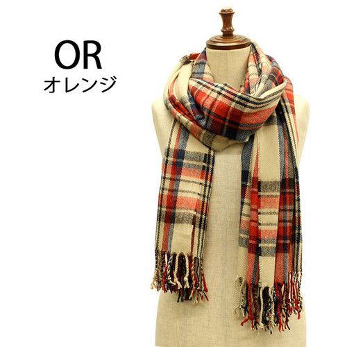 レディース ニットマフラー 大判チェック カラフル タータンチェック ロングサイズ 羽織り あったか フリンジ(全4色) |  | 04