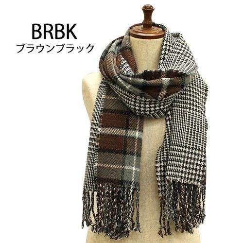 レディース ニットマフラー リバーシブル 千鳥格子 タータンチェック ストール ロングサイズ 羽織り あったか フリンジ(全3色) |  | 03