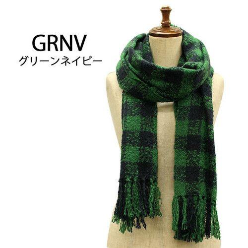 レディース ニットマフラー ネップギンガムチェック ふわふわ ロングサイズ 羽織り あったか フリンジ(全4色) |  | 04