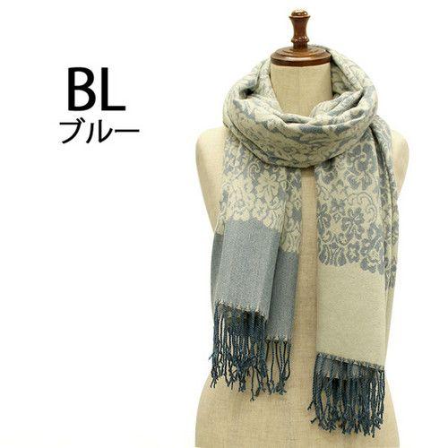 レディース ニットマフラー 刺繍レース 花柄プリント ジャガードストール ロングサイズ 羽織り あったか フリンジ(全5色) |  | 01