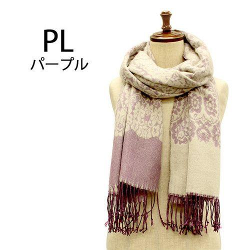 レディース ニットマフラー 刺繍レース 花柄プリント ジャガードストール ロングサイズ 羽織り あったか フリンジ(全5色) |  | 05