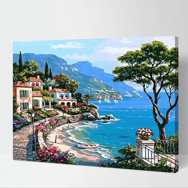 数字塗り絵 油絵風 ヨーロッパ 海岸沿いの街 バカンス 避暑地 フレーム絵画 インテリア 風景 Diy 趣味 ぬり絵 ホビー ナンバーピクチャー Np Ym77 Peachyshop 通販 Yahoo ショッピング