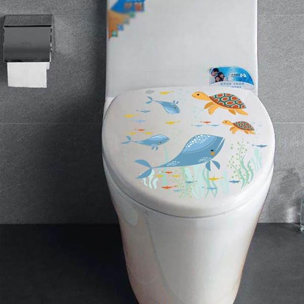 トイレ用 イラストステッカー 便器のふた 幻想的 くじらとカメ 海中 シール トリックアート ウォールステッカー 北欧風 インテリア Diy Stc 259 Peachyshop 通販 Yahoo ショッピング