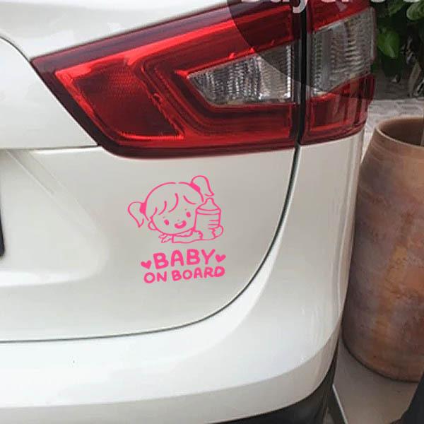 3枚以上で送料無料 カーステッカー Diy アート カー用品 ピンク色 ベビー 女の子 子供乗ってます 赤ちゃん乗ってます 車用 転写シール 25 Off 車用