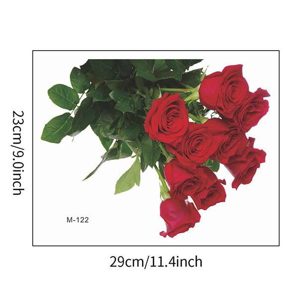 トイレ用 イラストステッカー 便器のふた 薔薇の花束 バラ ローズ 赤い