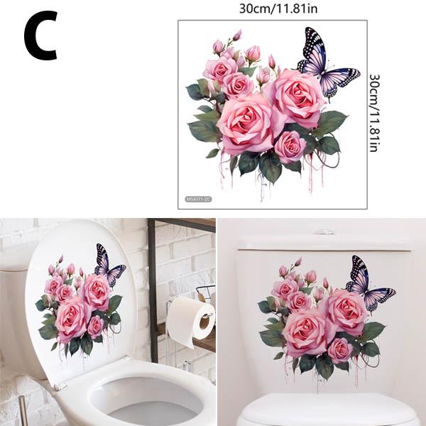 トイレ用 便器のふた ボタニカル ビンテージローズ 薔薇 花畑 水回り
