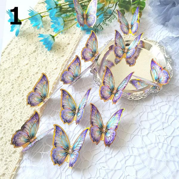 3D立体 バタフライ 蝶 幻想的 12枚入り ゴールド 金縁 羽ばたき アゲハ