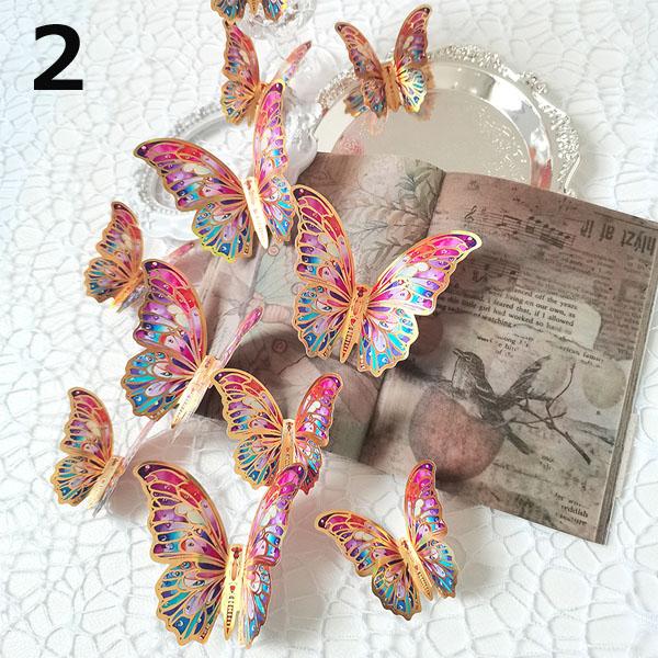 3D立体 バタフライ 蝶 幻想的 12枚入り ゴールド 金縁 羽ばたき アゲハ