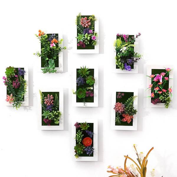 壁掛3D立体 長方形 多肉植物 寄せ植え グリーンフレームアレンジ