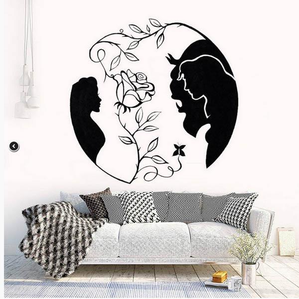 カッティング 転写シール ウォールステッカー モノクロ 美女と野獣 シルエット ディズニー インテリアシール 壁デコ Diy リビング Ws A1032 Peachyshop 通販 Yahoo ショッピング