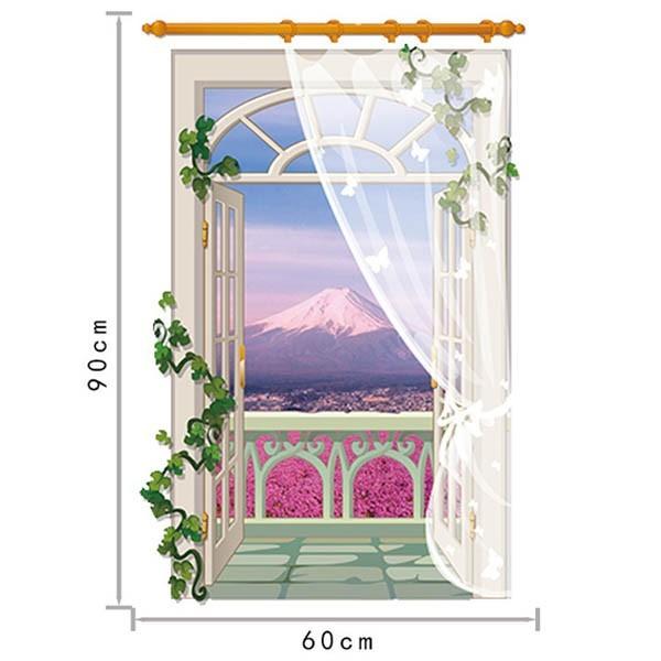 ウォールステッカー 洋風縦窓 富士山 芝桜 だまし絵 アート インテリアシール 窓枠 壁デコ 北欧風 リビング Ws Ak9022b Peachyshop 通販 Yahoo ショッピング