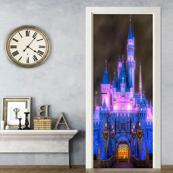 ドアステッカー トリックアート シンデレラ城 遊園地 夜景 ライト