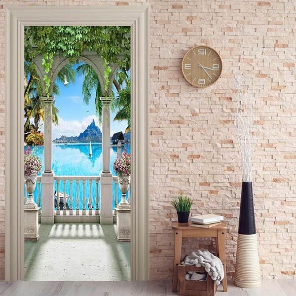 ドアステッカー トリックアート ゴシック調 ベランダ バルコニー 海辺 リゾート 南国 ホテル だまし絵シール インテリア Diy Ws Da034 Peachyshop 通販 Yahoo ショッピング