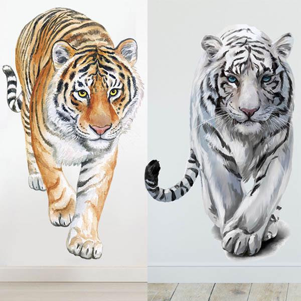 ウォールステッカー 虎 タイガー 迫力ある ホワイトタイガー アムールトラ 壁デコ 北欧風 Diy 縁起 リビング 寝室 割り引き
