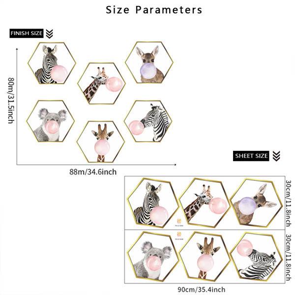 ウォールステッカー アートパネル風 六角形 風船ガム アニマル 動物 シマウマ コアラ アートステッカー インテリアシール Diy 剥がせる Ws Fxc194 Peachyshop 通販 Yahoo ショッピング