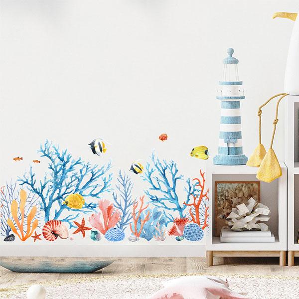 ウォールステッカー 海底 海の中 珊瑚 サンゴ アクアリウム カラフル