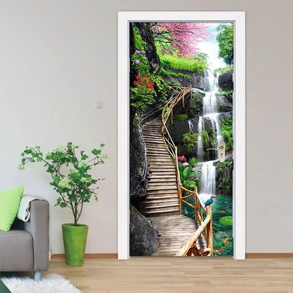ドアステッカー トリックアート 南国 滝を上がる階段 極楽 リゾート だまし絵シール インテリア Diy Ws Mt114 Peachyshop 通販 Yahoo ショッピング