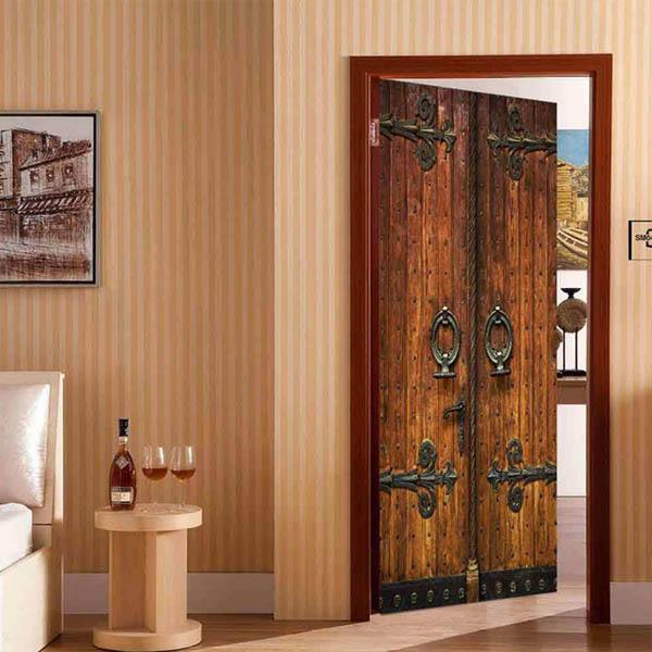 ドアステッカー トリックアート 木製 倉庫 ワイナリー バロック調 扉